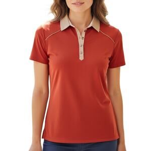GG Blue Burt Orange Red Women's Golf Polo Short Sleeve Size Large